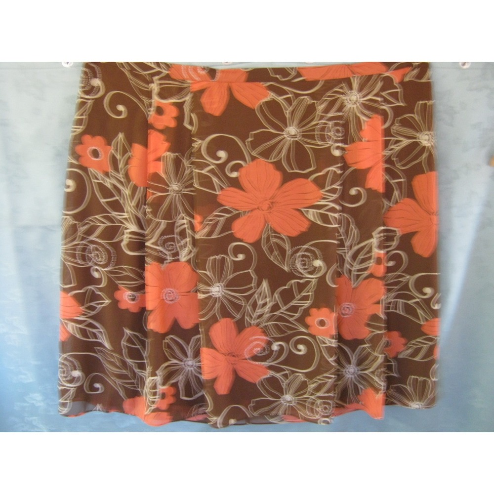 R & K Originals Skirt Plus Size 32W Lined Sheer Floral Midi Skirt NWT